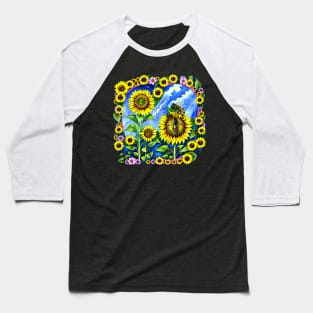 Bee On A Sunflower Baseball T-Shirt